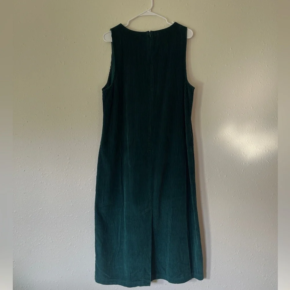 Talbots Vintage Forest Green Corduroy Sleeveless Midi Dress- Size 12​ - Picture 4 of 8